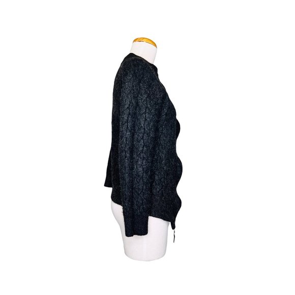 Blake Baby Alpaca Womens Zip Up Cardigan Made in Peru Gray Chunky Knit Sz Med - Picture 4 of 11
